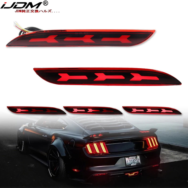 LED Bumper Reflector Light Red for Ford Mustang 2015 Car Interior Accessory iJDM
