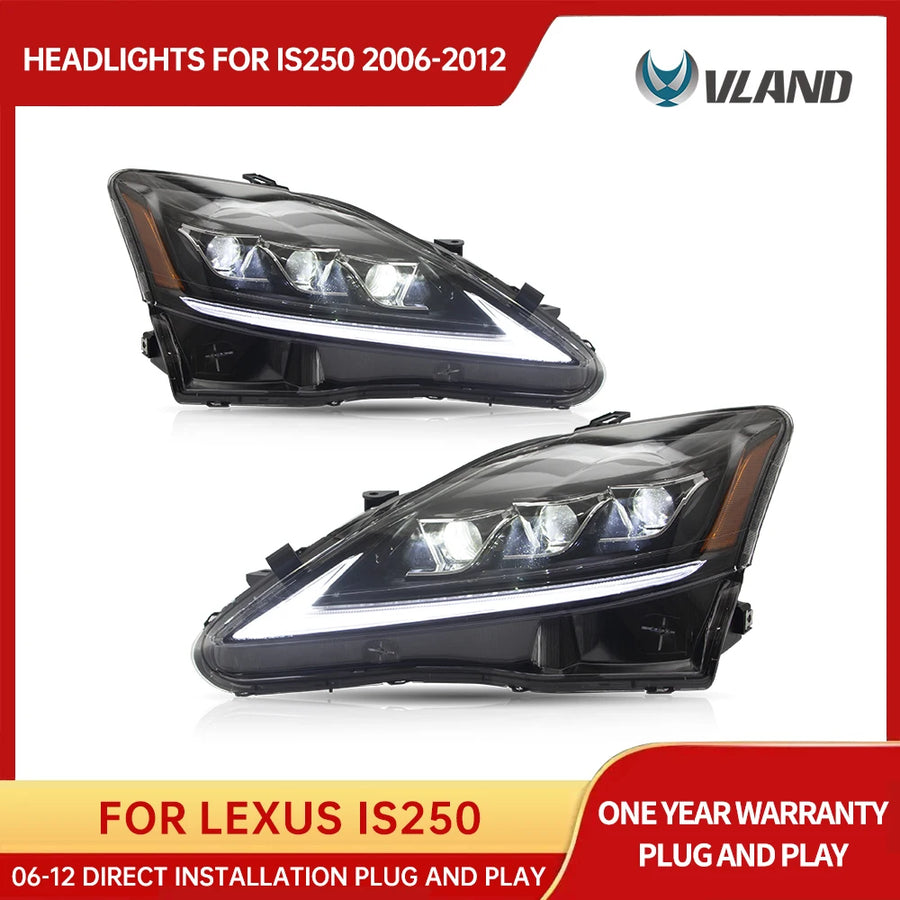 Headlights with Sequential Signal for Lexus IS 05-13 Headlight Assembly Vland