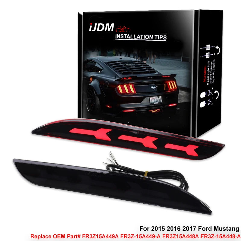 LED Rear Bumper Reflector Light for 2015-17 Mustang Car Interior Accessory iJDM