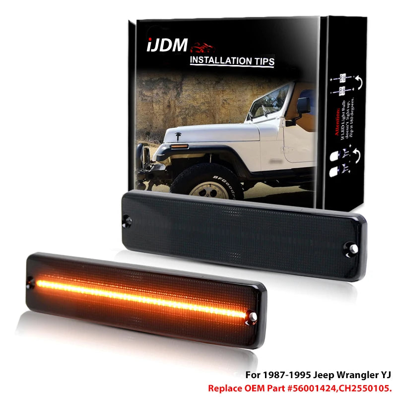 LED Front Fender Side Marker Lights for Jeep Wrangler YJ LED Ambient Light iJDM