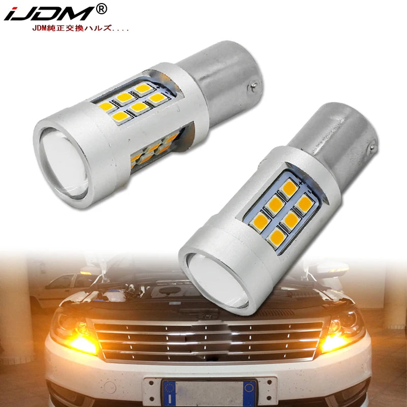 High-Power Amber LED Turn Signal Bulbs Universal Car Interior Accessory iJDM YELLOW