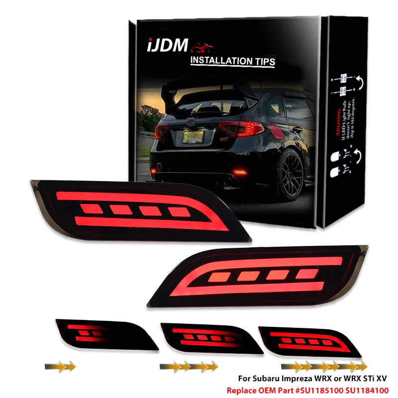 LED Bumper Reflector Lights for Subaru WRX Impreza 2008-2018 Car Interior Accessory iJDM