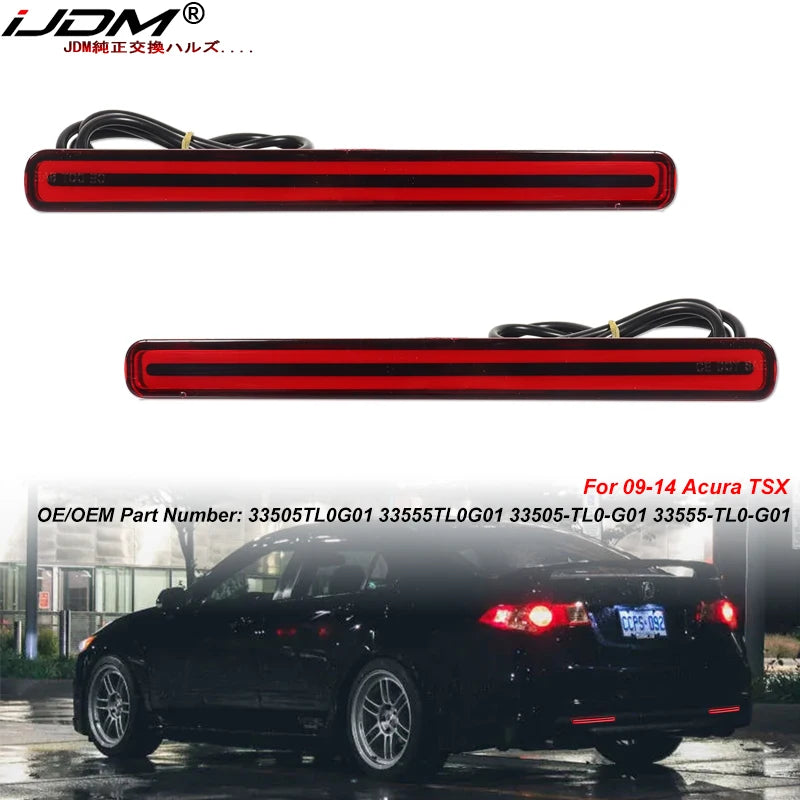 Acura TSX Rear Bumper Reflector Lights 3-in-1 LED 09-14 Car Interior Accessory iJDM
