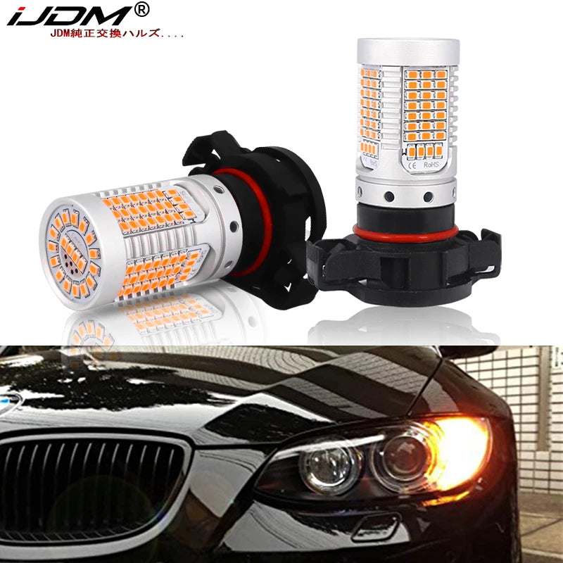 No Hyper Flash PSX24W Amber LED Turn Signal Car Interior Accessory iJDM Amber yellow