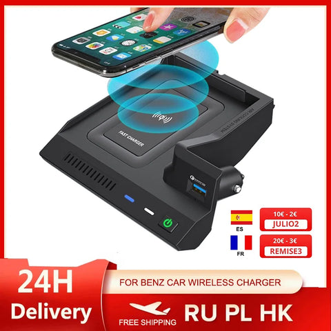 10W Wireless Phone Charger Case for Mercedes C Class Car Interior Accessory LINGLUYANG