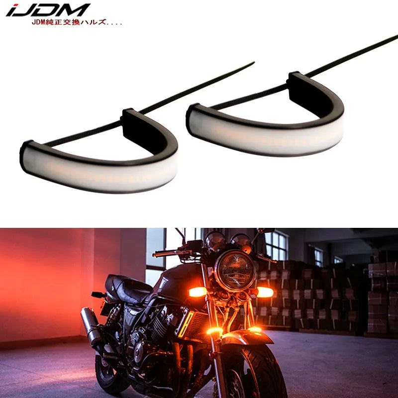 Turn Signal Light Strip Amber for Motorcycle ATV UTV Car Interior Accessory iJDM YELLOW