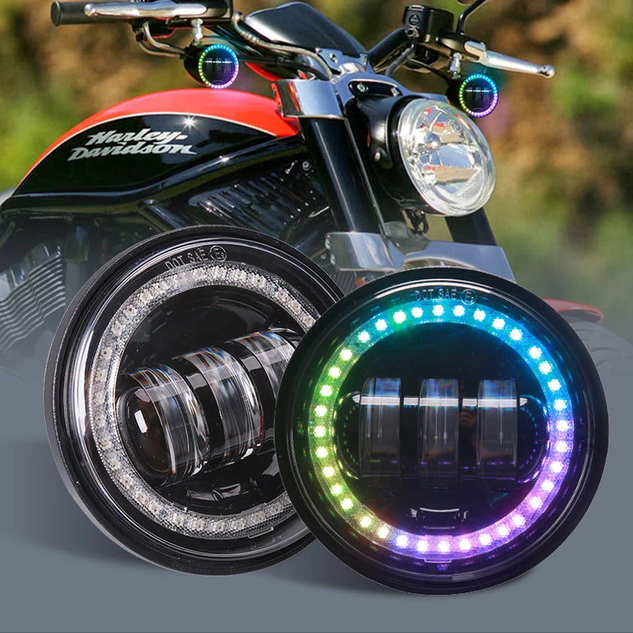 Motorcycle Foglight 4.5 inch With Amber Turning light LED Fog Light Passing Auxiliary Light For Harley Classic FLHR Road King