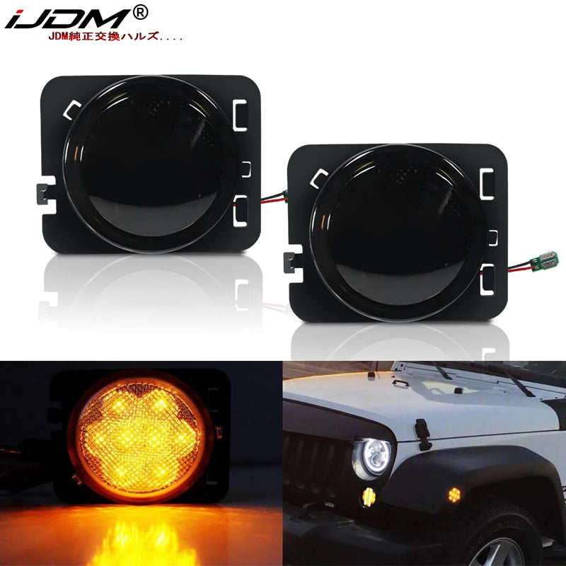 Pair Amber LED Side Marker Lights for Jeep JK Car Interior Accessory iJDM