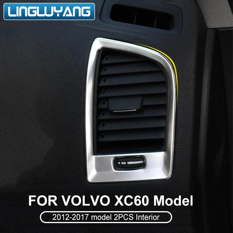 Stainless Steel AC Vent Trim Rings for Volvo XC60 Car Interior Accessory LINGLUYANG