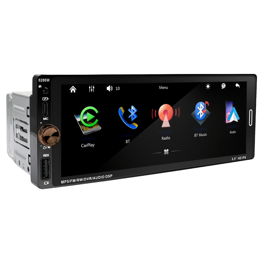 1DIN Universal Car Stereo with Android Auto CarPlay Android Head Unit Bosstar 6.9inch