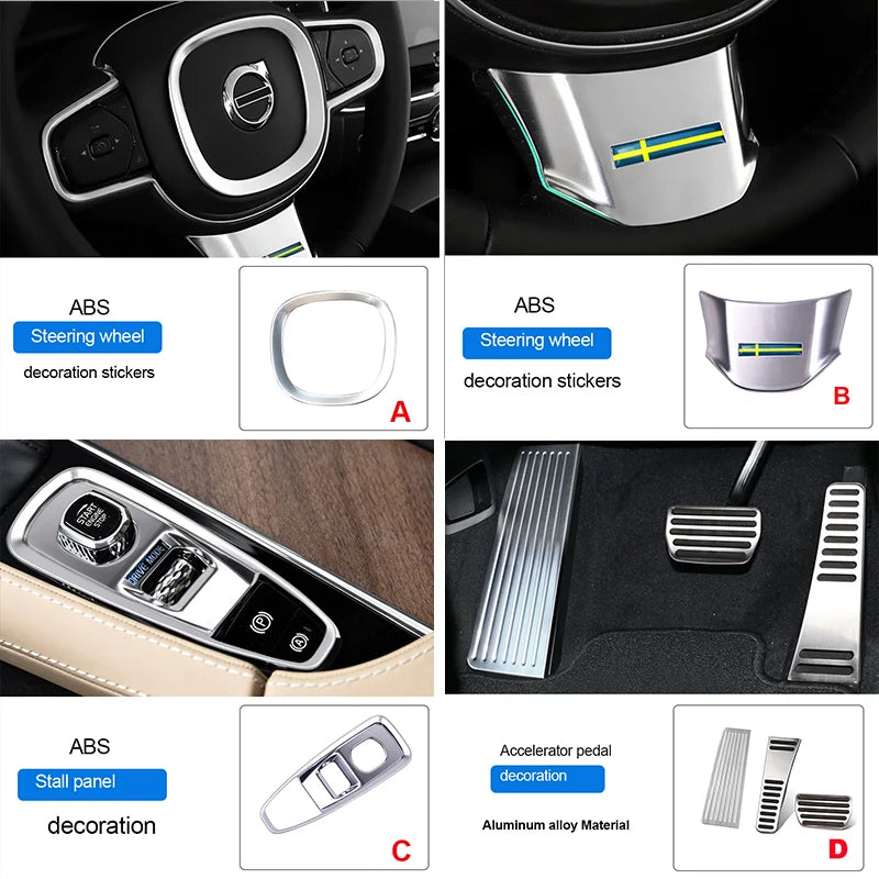Interior ABS Moulding Sticker for Volvo XC60 2018 Car Interior Accessory LINGLUYANG