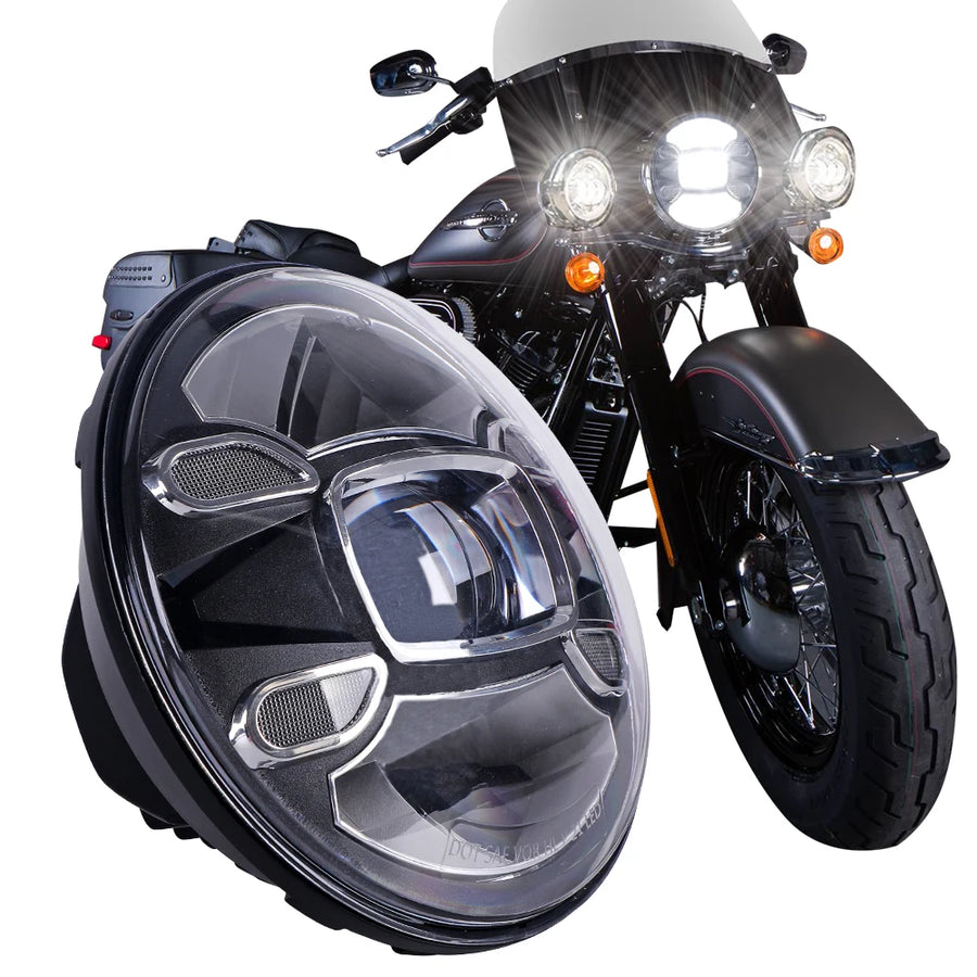 7 Inch H4 LED Moto Headlight For Harley Davidson Softail Slim Fat Boy Motorcycle Headlight ANGLELITE