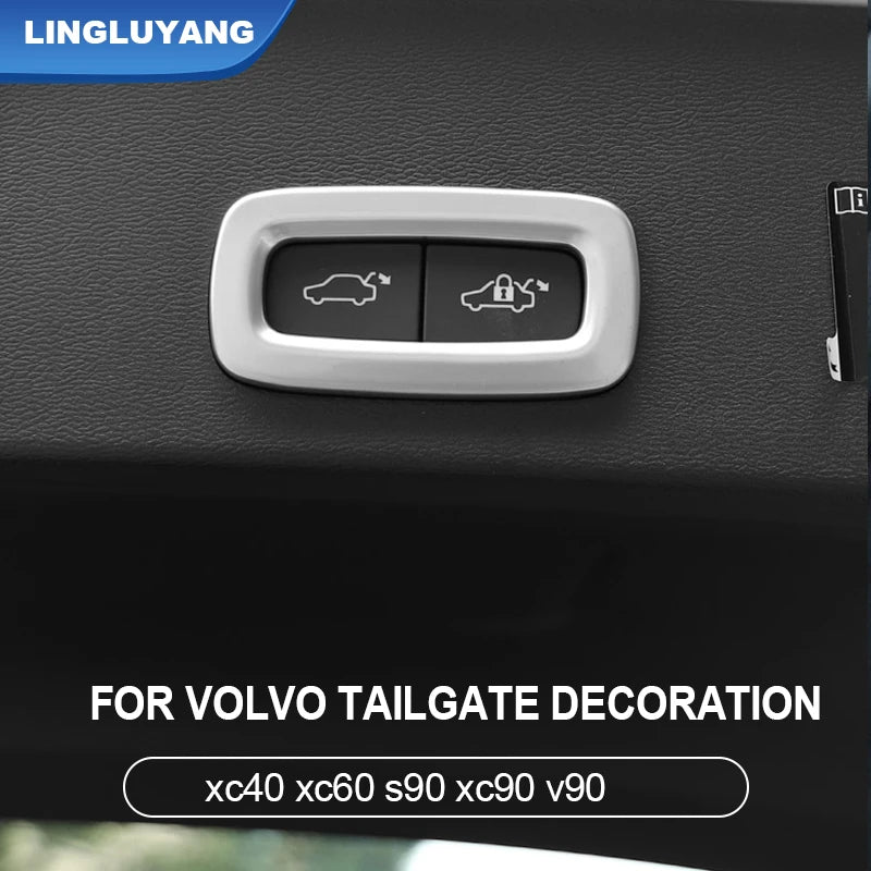 Stainless Steel Trunk Button Trim for Volvo XC90 Car Interior Accessory LINGLUYANG