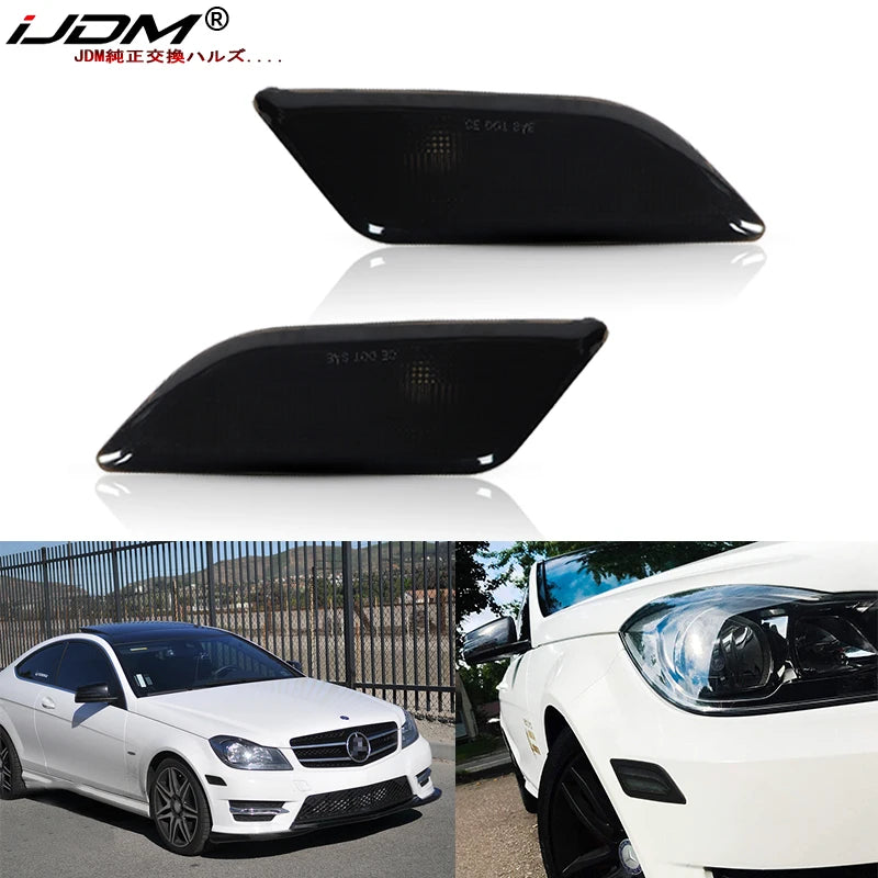 LED Ambient Light Smoked Front Marker for Mercedes C300 LED Ambient Light iJDM Smoked Lens
