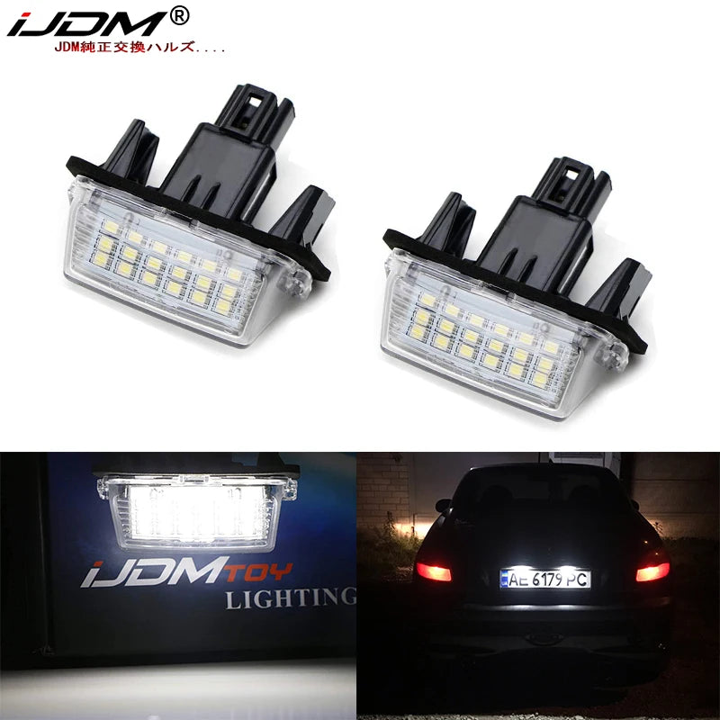 LED License Plate Light For Peugeot 206‑308 & Citroën C3‑C5 Car Interior Accessory iJDM WHITE