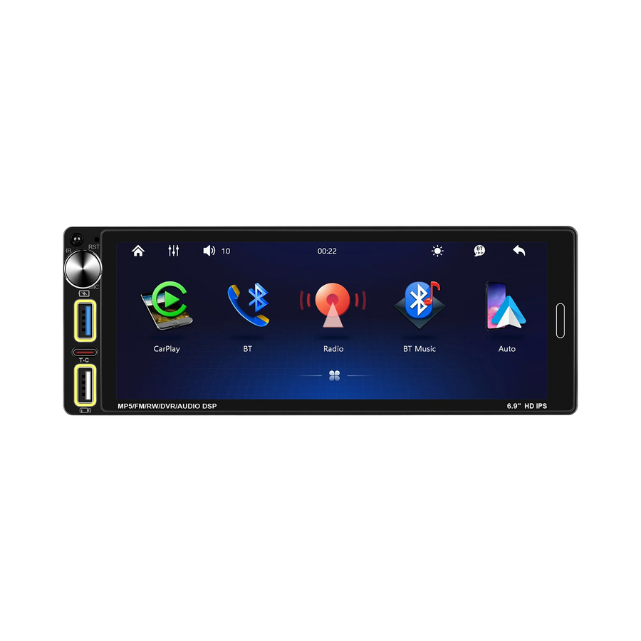 Universal 6.9" 1DIN Touchscreen Stereo with Android Auto and CarPlay Android Head Unit Bosstar 6.9inch