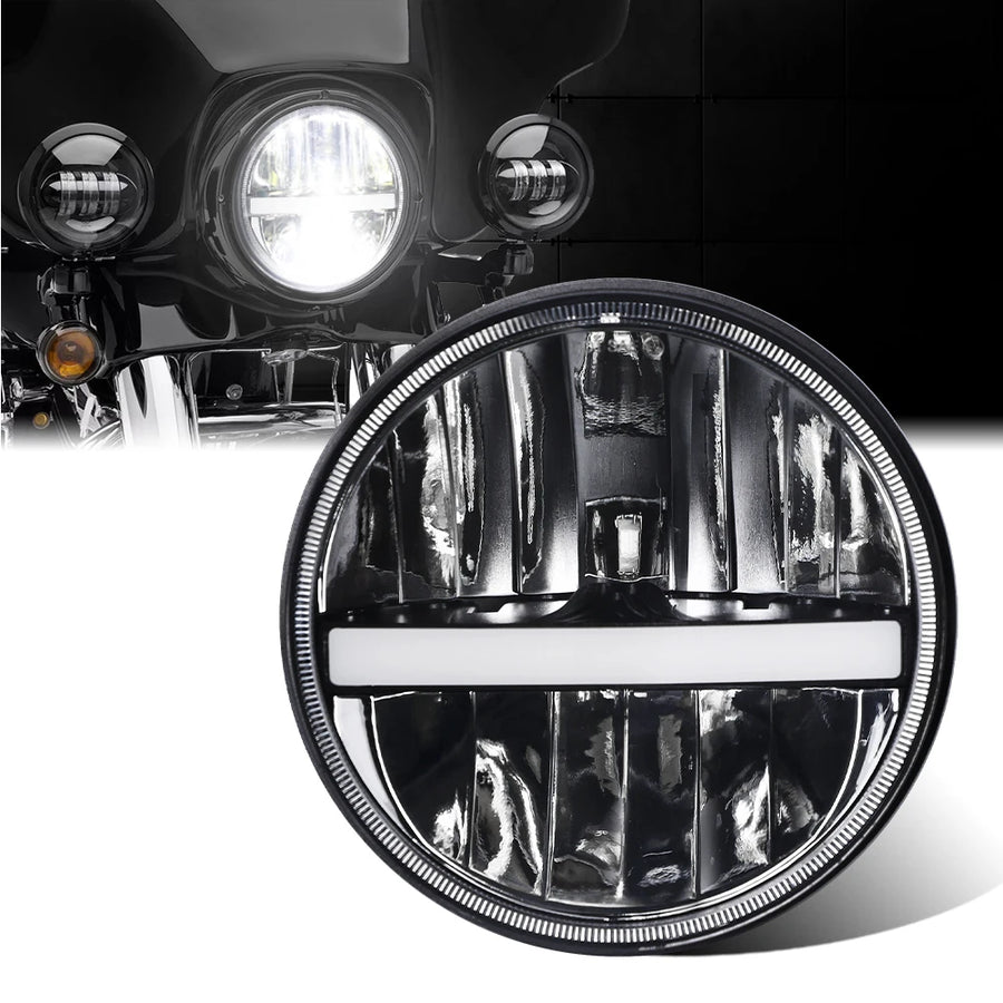 7" Inch H4 LED Moto Headlight For Harley Softail Slim Fat Boy 7inch Halo DRL Turning Led Motorcycle Headlamp For Harley Touri