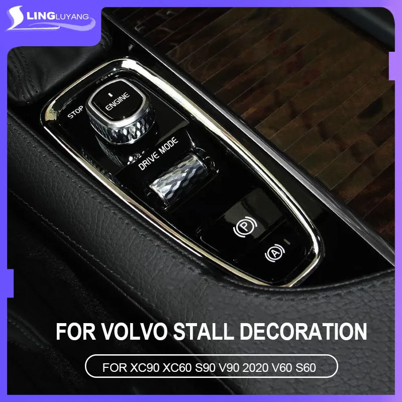 Center Console Chrome Trim Cover for Volvo XC90 2015+ Car Interior Accessory LINGLUYANG