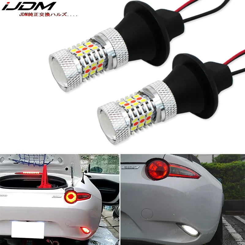 LED Dual‑Color 2W T20 Reverse Bulbs for Universal Vehicles LED Ambient Light iJDM White Red