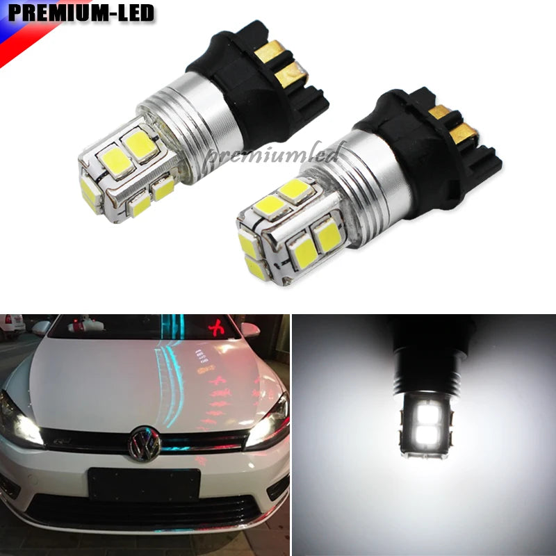 10-SMD PWY24W Canbus LED Bulbs BMW VW Audi DRL LED Ambient Light iJDM WHITE