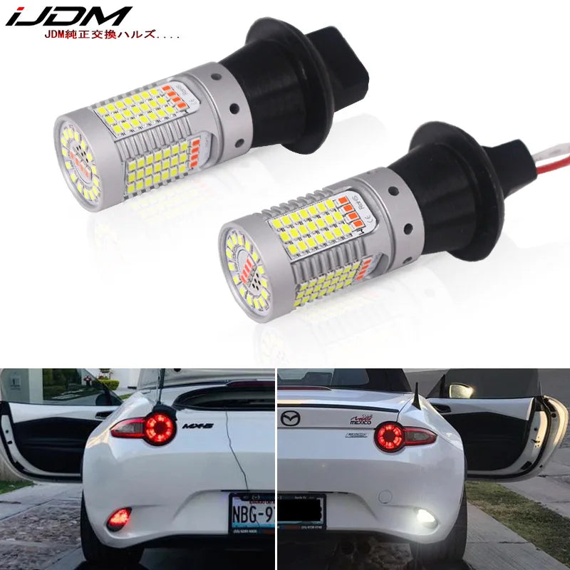 Dual Color White Red T20 LED Bulbs for Mazda MX-5 2016-Up Car Interior Accessory iJDM Dual-Color