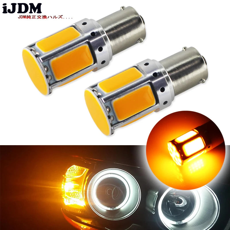LED Turn Signal Bulb COB Amber for Universal Vehicles Car Interior Accessory iJDM YELLOW