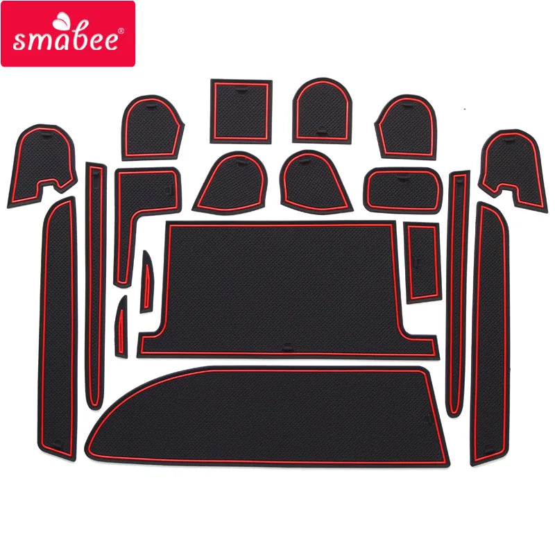 smabee Gate slot pad For TOYOTA VOXY NOAH 80 85 A series of 2015-2017 Interior Door Pad/Cup Dust mats Non-slip 19PCS red whit