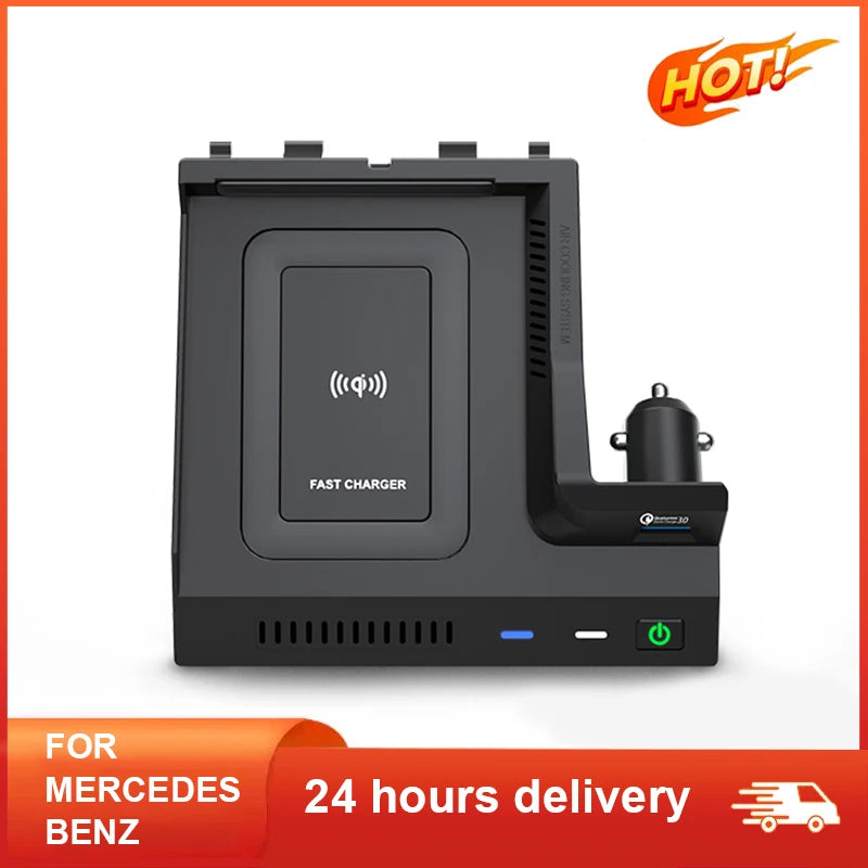 15W Wireless Charger for Mercedes Benz W205 C Class Car Interior Accessory LINGLUYANG