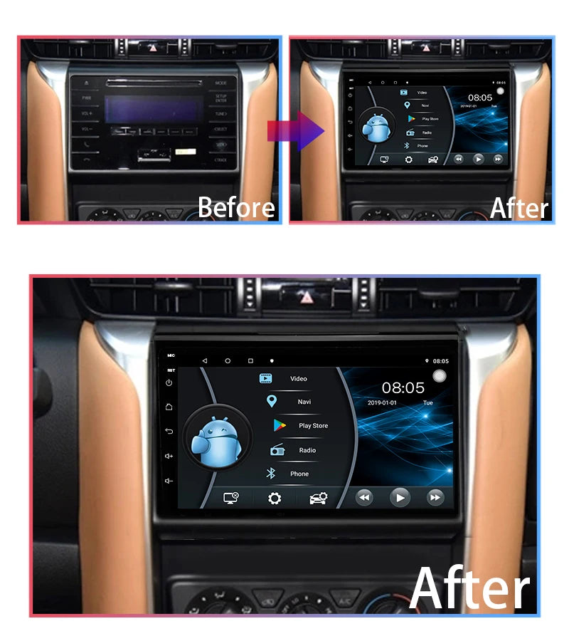 9 Inch Android Head Unit CarPlay GPS for Toyota Fortuner Android Head Unit Bosstar 9" 8core 4+64GB