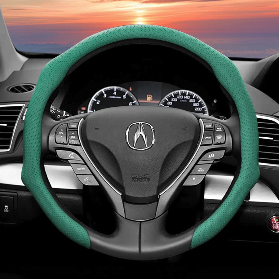 Perforated Leather Steering Wheel Cover for Acura Models Car Interior Accessory Hocasen Green