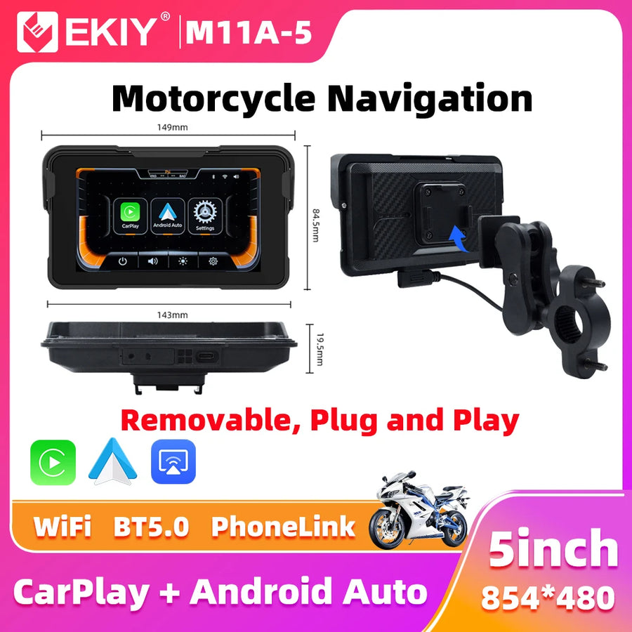 5" GPS Dashboard with TPMS for Motorcycles Universal Android Head Unit EKIY