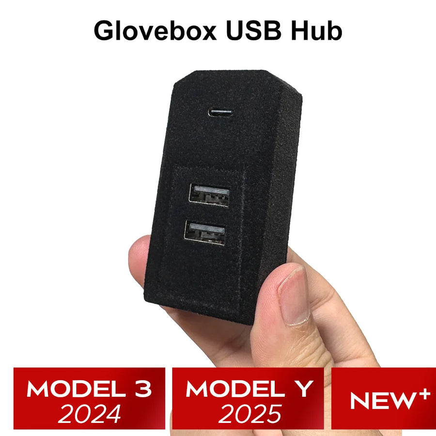 Glovebox USB Hub For Tesla New Model Y Launch Juniper 2025 Model 3 Highland 2024 Type-C Port Splitter Docking Station Data Ca
