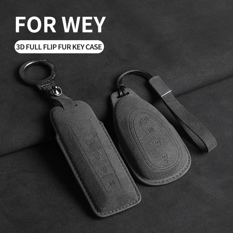 Suede Car Key Case Cover For Wey Coffee 01 Tank Tank300 Car Key Protective Shell Accessories Car Key Shell Replacement NONE