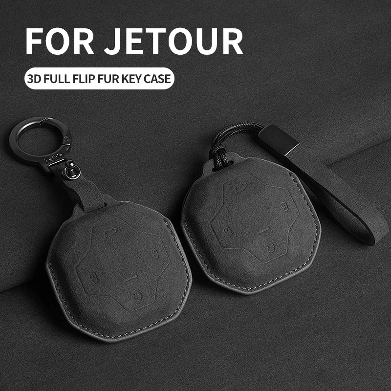 Suede Car Key Case Cover for Jetour T2 Traveler 2023, 2024 Car Key Case OEM