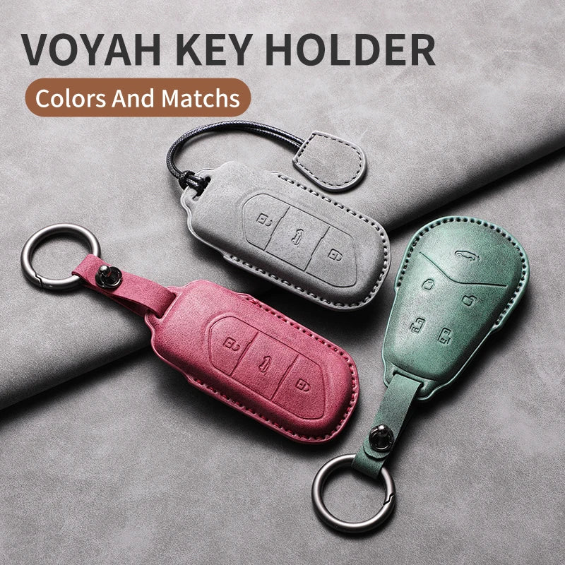 Car Remote Key Case Cover For Voyah Free Dream Phev i-Land 2024 Sheep Suede Key Case Shell Fob Protective Keychains Accessori