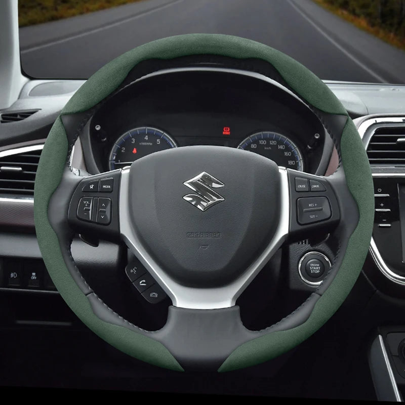 Steering Wheel Cover Anti-Slip for Suzuki Car Interior Accessory Hocasen Green 3-Piece Set