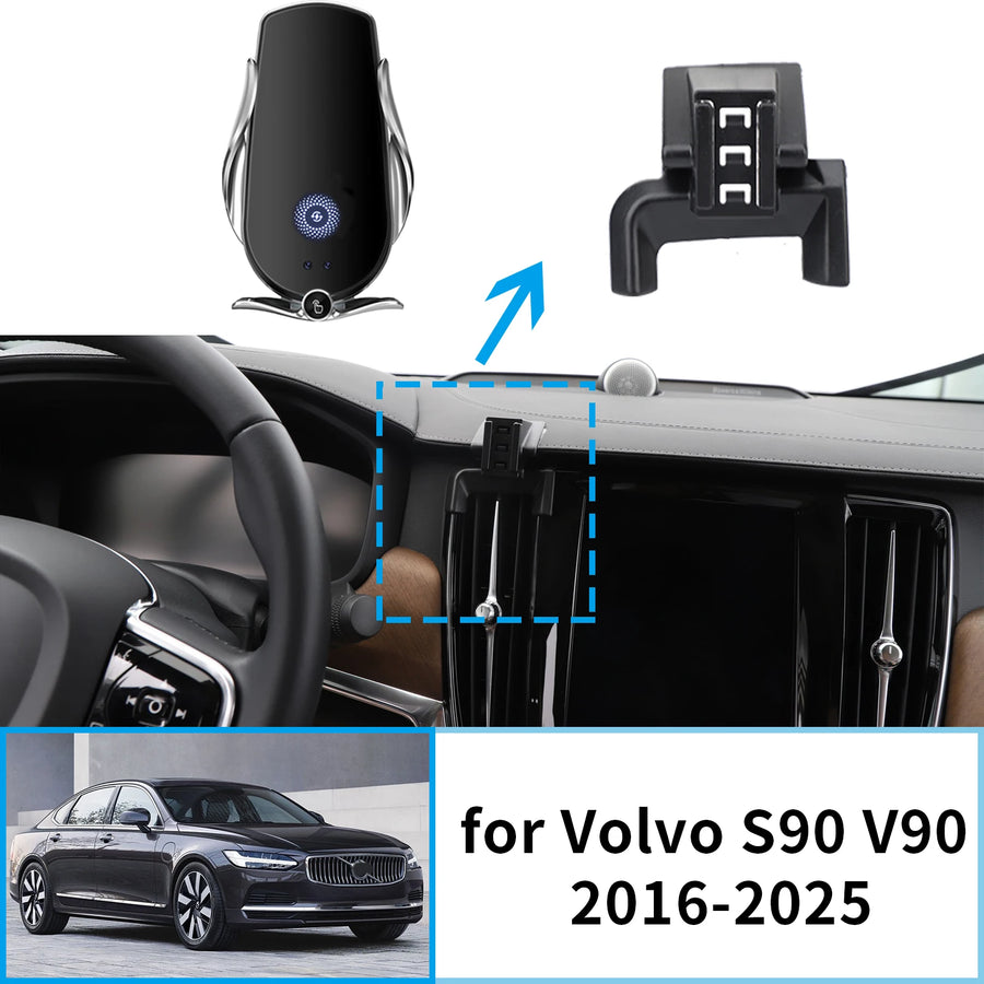 Smart Wireless Fast Charging Phone Mount for Volvo S90 V90 2016–2025 Car Phone Holder CATUSIKI