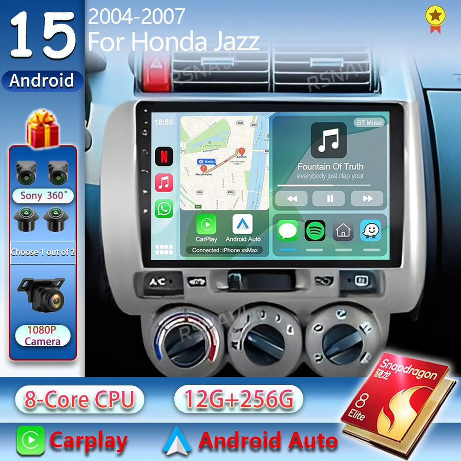 2K QLED Android Head Unit with Wireless CarPlay for Honda Jazz Android Head Unit RSNAVI