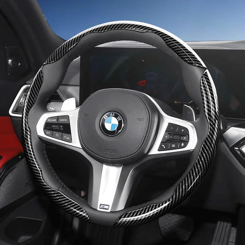 Carbon Fiber Texture Steering Wheel Cover for BMW Car Interior Accessory Hocasen