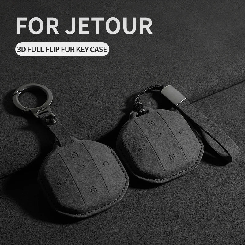Suede Car Key Case Shell For Jetour Freedom T1 Jetour Freedom T2 Traveller Remote Key Bag Case Fob Protection Keychain Car In