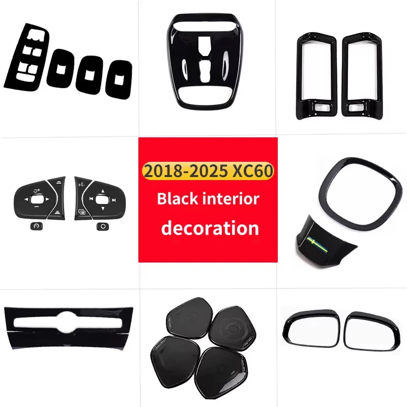 Black Interior Trim Kit for Volvo S60 V60 2020-2026 Car Interior Accessory LINGLUYANG