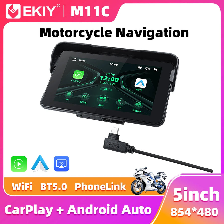 Portable Wireless CarPlay Moto GPS Navigation Screen Car Interior Accessory EKIY