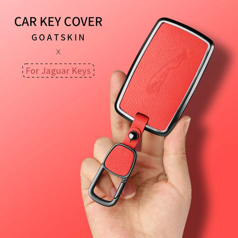 Metal and Leather Car Key Case Cover for Jaguar I-PACE Keychain Accessories Car Interior Accessory OEM