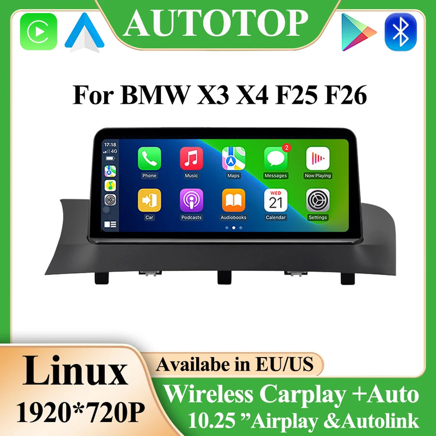 10.25-Inch Linux Multimedia Screen for BMW X3 X4 F25 F26 Android Head Unit AUTOTOP