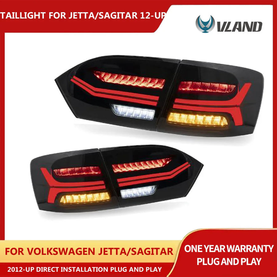 Jetta LED Tail Lights Sequential Red for VW 2011-2014 Car Interior Accessory Vland