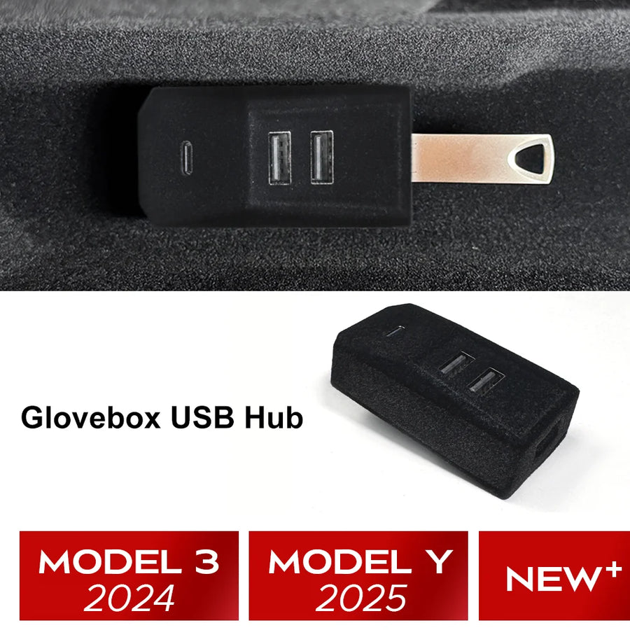 Glovebox USB Hub for Tesla New Model Y and Model 3 Glovebox USB Hub Teksy