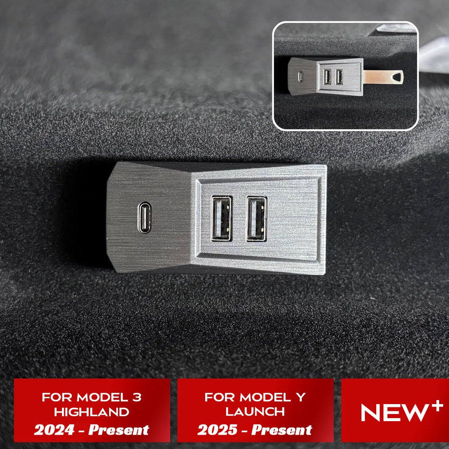 Glovebox USB Hub for Tesla Model 3 Highland 2024 and Model Y Launch / Juniper 2025 Digital Display Splitter Glove Box Docking