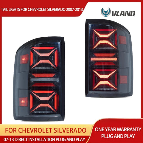 Silverado Sierra LED III Tail Lights Red Turn 07-13 LED Ambient Light Vland