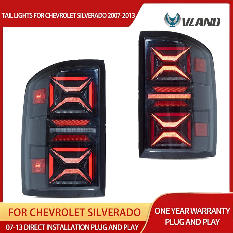 Silverado Sierra LED III Tail Lights Red Turn 07-13 LED Ambient Light Vland