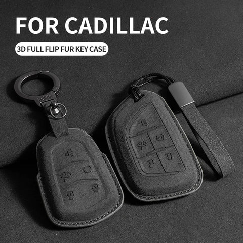 Suede Car Key Case Cover For Cadillac Car Accessory OEM